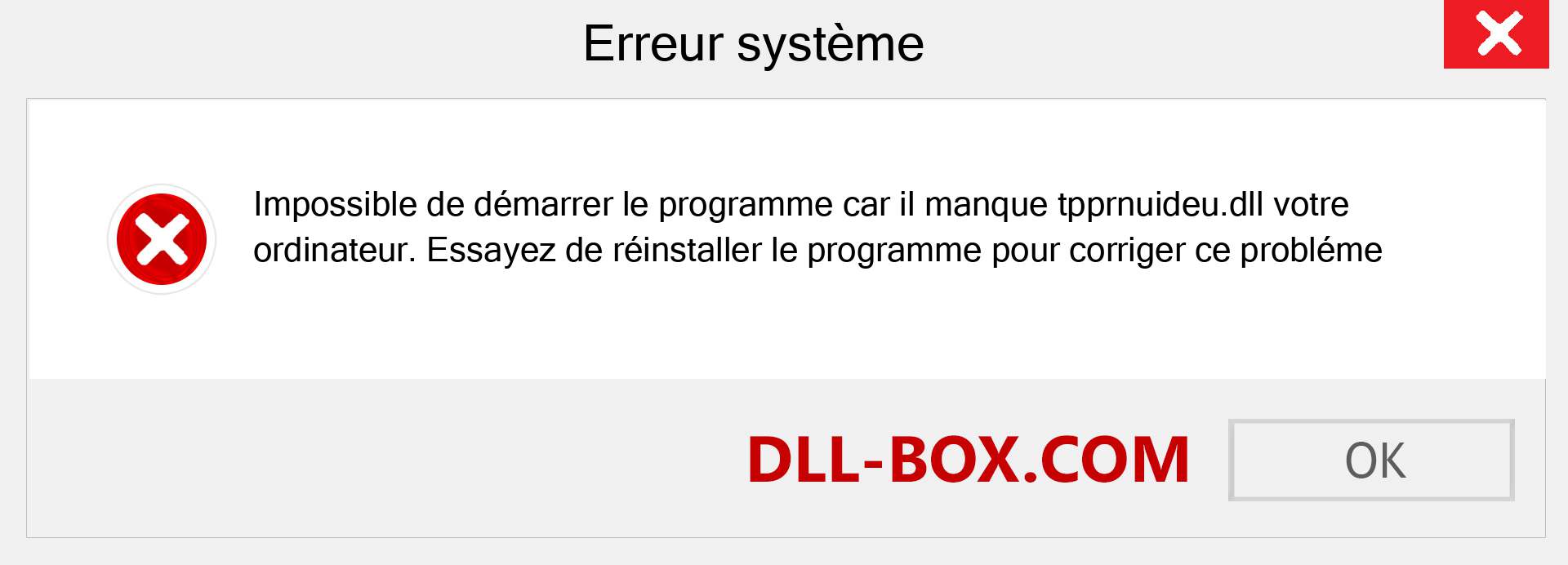 Le fichier tpprnuideu.dll est manquant ?. Télécharger pour Windows 7, 8, 10 - Correction de l'erreur manquante tpprnuideu dll sur Windows, photos, images